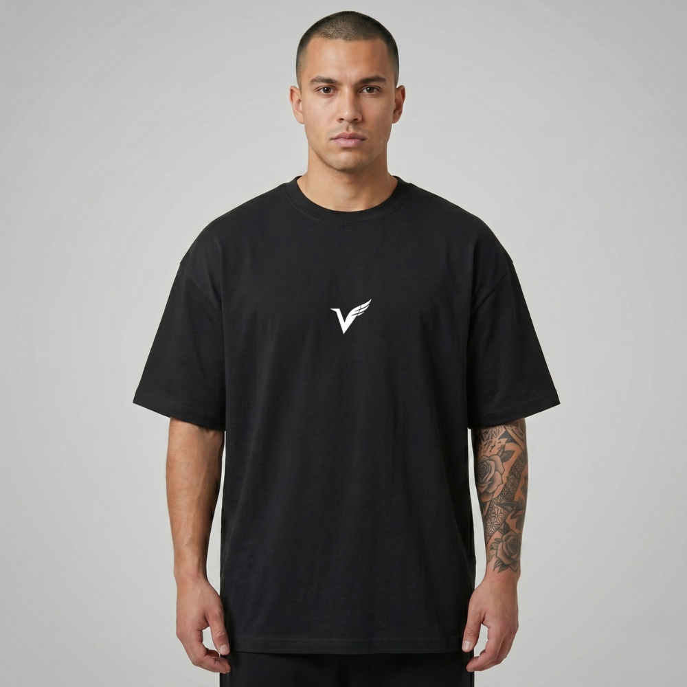 Oversize Premium T-Shirt Techno - Siyah